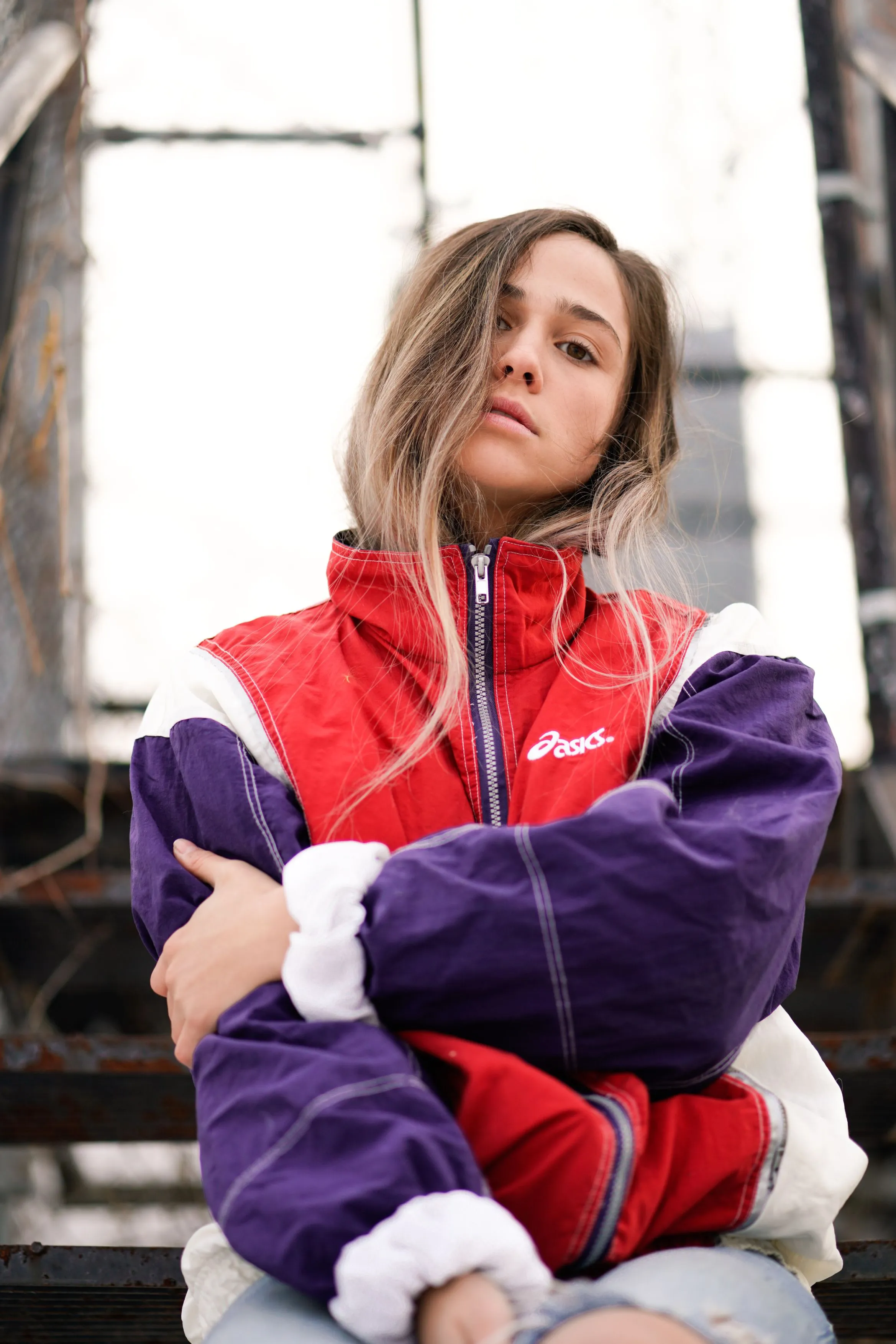 Girl posing in sports jacket